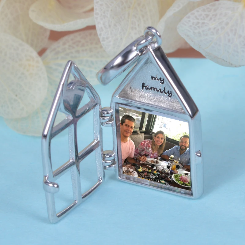 925 стерлингового серебра персонализированные пользовательские фото брелоки