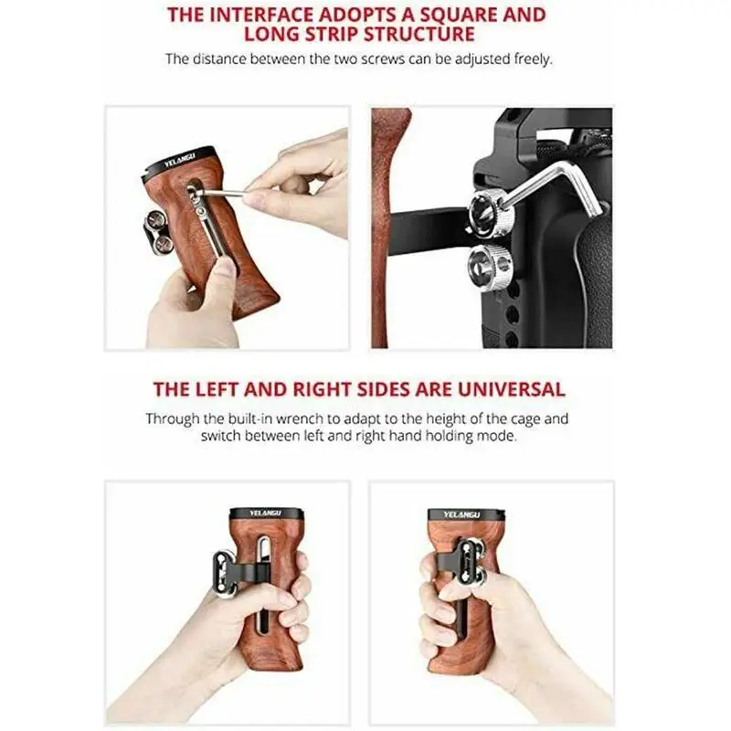 

Rabbit Cage Camera Rabbit Cage Wooden Handle Protection Grip Frame Side Accessories Photography And Wooden Handle Left Righ O5P6
