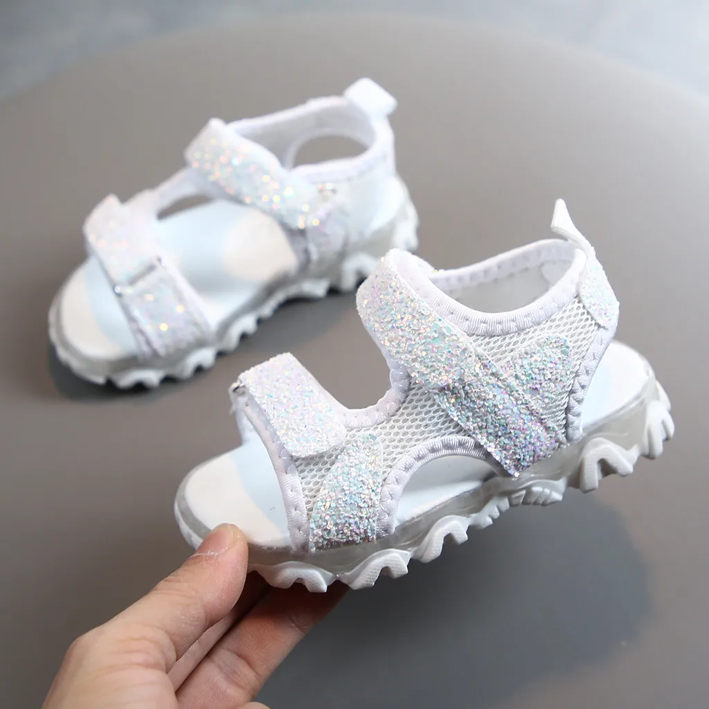 Сандалии TELOTUNY детские легкие светящиеся спортивные босоножки с блестками