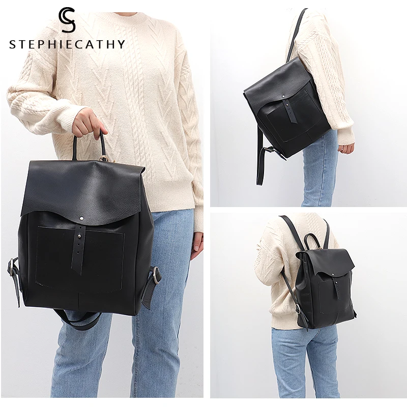 SC Женский итальянский кожаный рюкзак в винтажном ретро стиле с откидной пряжкой