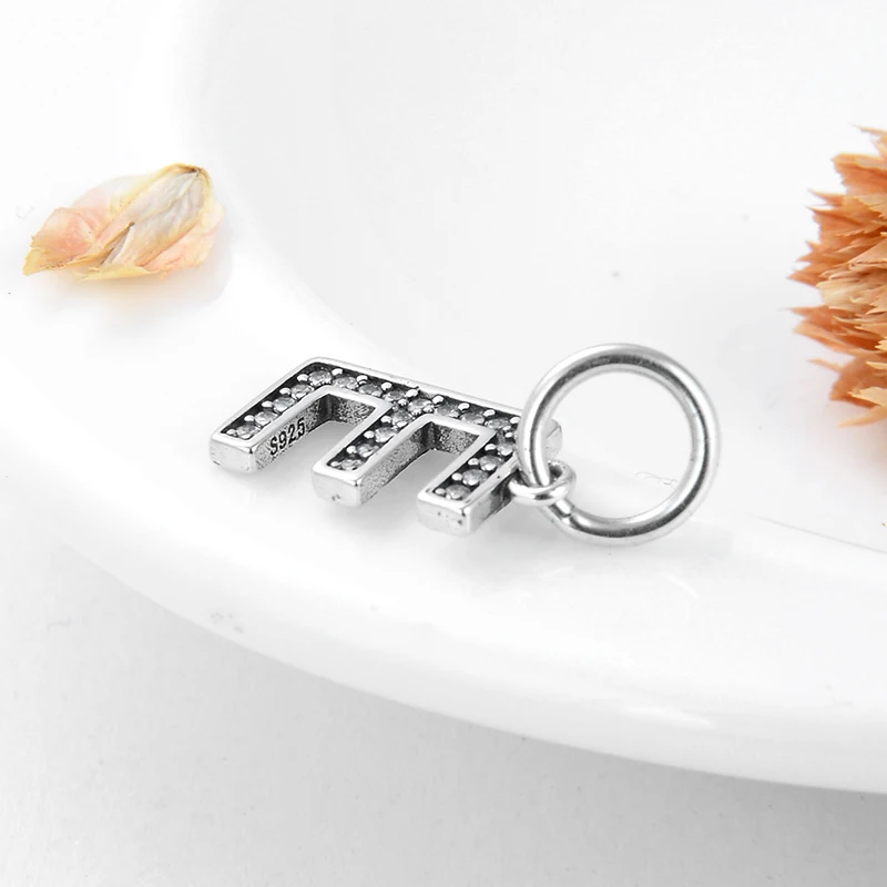 Real 925 Sterling Silver like Crystal Charm Bead Alphabet Letter E Fit Original Charms European Bracelet Jewelry making | Украшения и