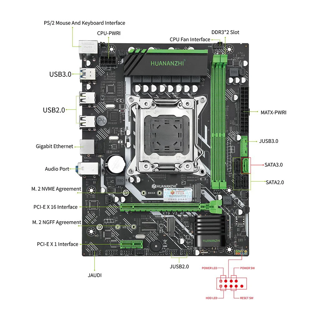 Verkauf X79 6M V 2,0 Motherboard M-ATX Intel LGA2011 USB 3,0 SATA 2.0/3,0 M.2 NVME NGFF SSD Unterstützung ECC Memory Dual Kanal DDR3