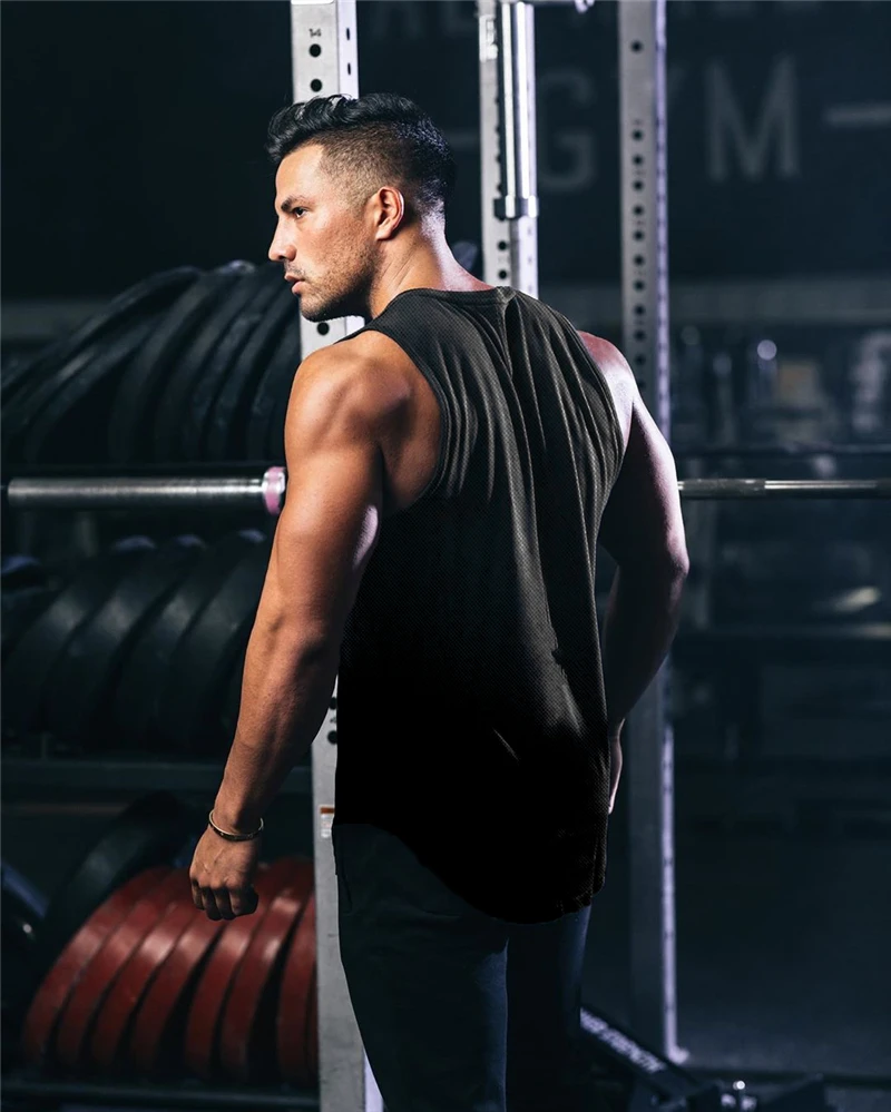 Майка мужская сетчатая повседневная быстросохнущая безрукавка для воркаута и