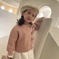 girl sweater kids baby%c2%a0outwear tops%c2%a02021 bow fleece thicken warm winter autumn knitting party children clothing