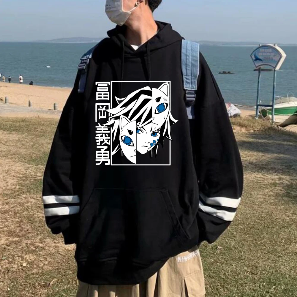 

Anime Hoodie Demon Slayer Tomioka Giyuu Pullovers Tops Unisex Oversize
