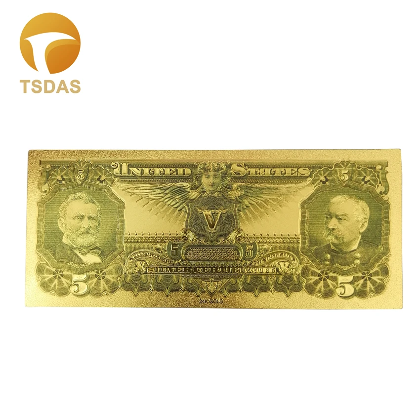 10 шт./лот США 5 долларов Золотая банкнота красочные банкноты для сувениров 1896 лет