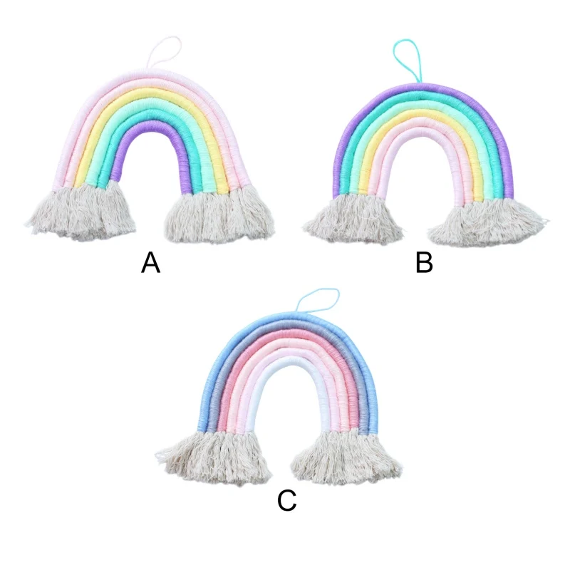 Ручное Тканое кольцо с радугой внутри гобелен на стену искусство украшение дома