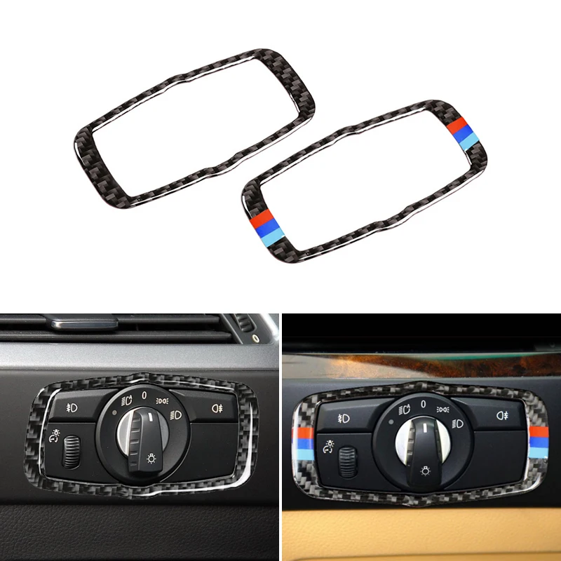 Автомобильный Стайлинг углеродного волокна интерьера фар рамка для