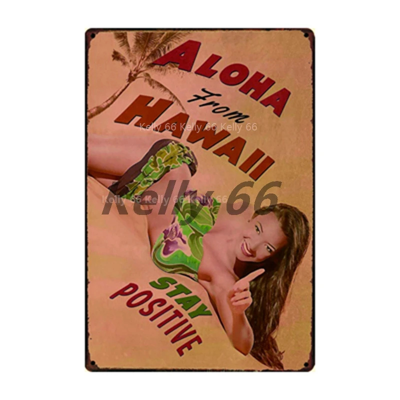 [Kelly66] Aloha форма Гавайи Тики Бар пляжные металлический знак олова плакат домашний