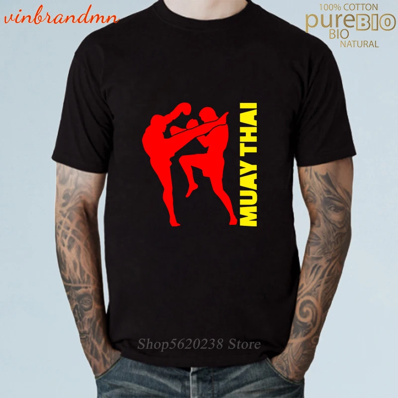 Muay Thai The brutal and efficient martial art t shirt Fitness Tees Gym Sport T-Shirt Kick Boxing ropa MMA Shirt Camiseta Hombre