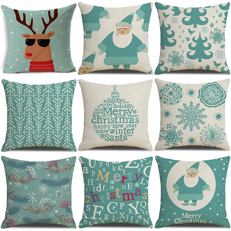 1 шт. декоративная наволочка из хлопка и льна с рисунком рождественского оленя