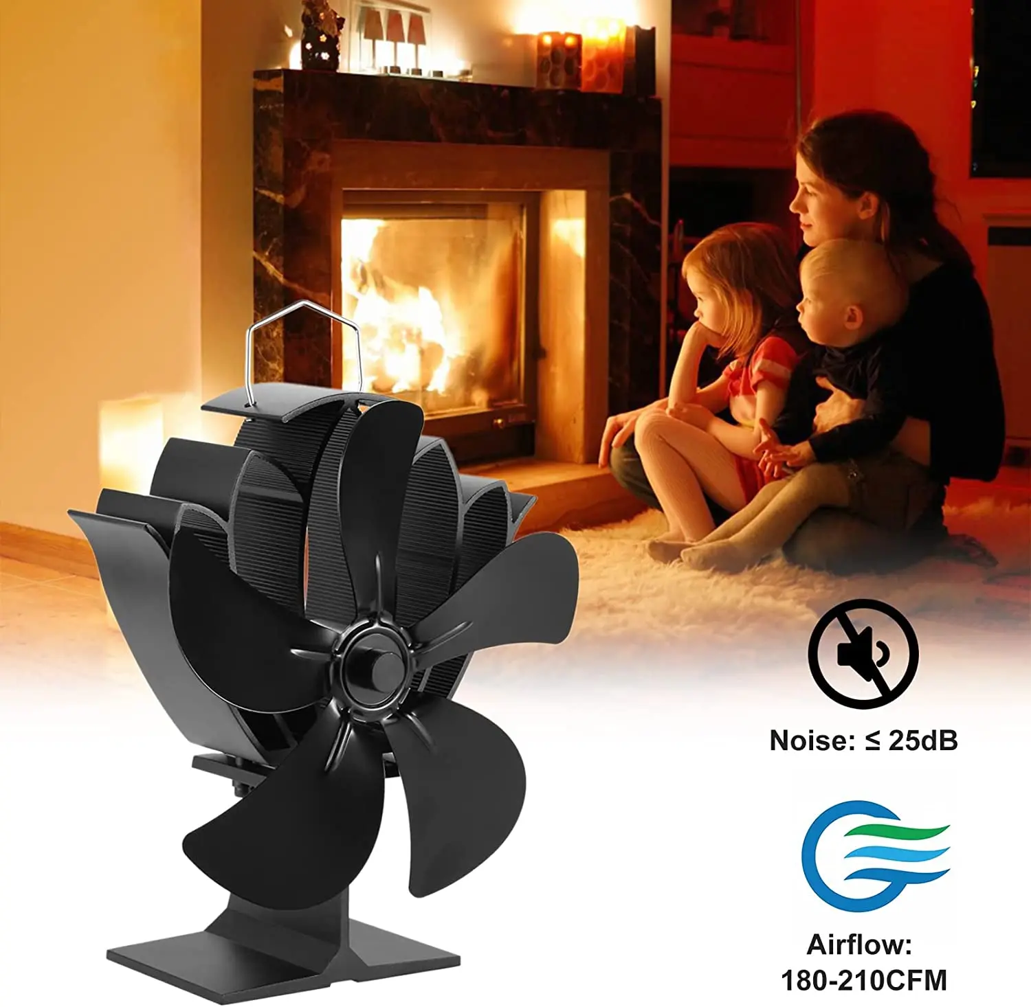 

1 set fireplace Fan 5 Blades Heat Powered Stove Fan fireplace accessories for pellet wood log stove burner eco fan