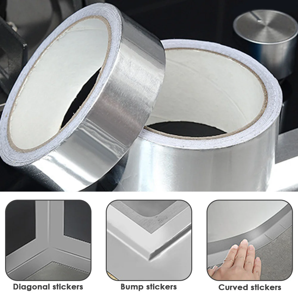 

10 Meters Household Aluminum Foil Tape Leak Repairing Waterproof Self-adhesive Tape High Temperature Resistant Thickening Belt
