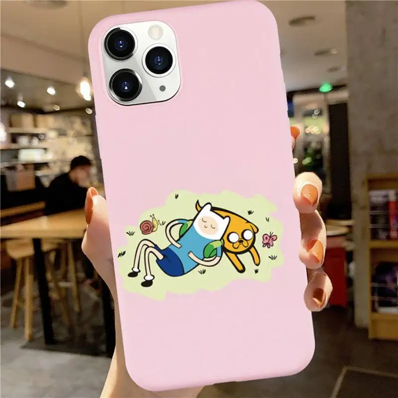 

Adventure Time Phone Case Pink Candy Color for iPhone 6 7 8 11 12 s mini pro X XS XR MAX Plus