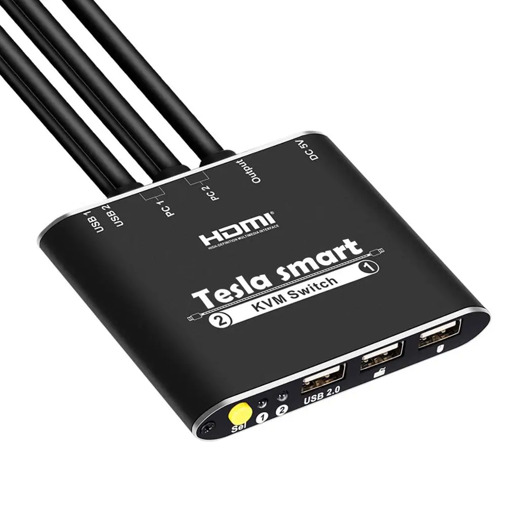 KVM переключатель Tesla smart высококачественный 2-портовый USB HDMI Кабельный с дополнительным USB 2,0 портом поддержка 4 K* 2 K(3840x2160