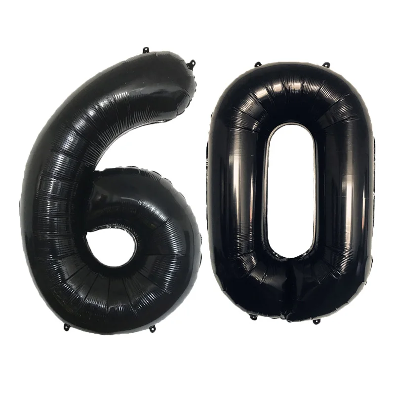black 60 balloon 32 дюймов 5 цветов воздушный шар баннер 18 21 30 40 50 60 день рождения украшение для взрослых день рождения письмо номер Фольга Воздушный шар Globos мяч - Цвет: black 60 balloon