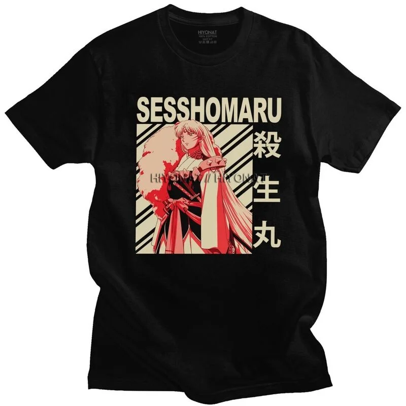 

Anime Manga Sesshomaru T Shirt Men Pure Cotton Tshirt Fashion Tee Tops Short Sleeves Classic Inuyasha T-shirt Clothing Merch