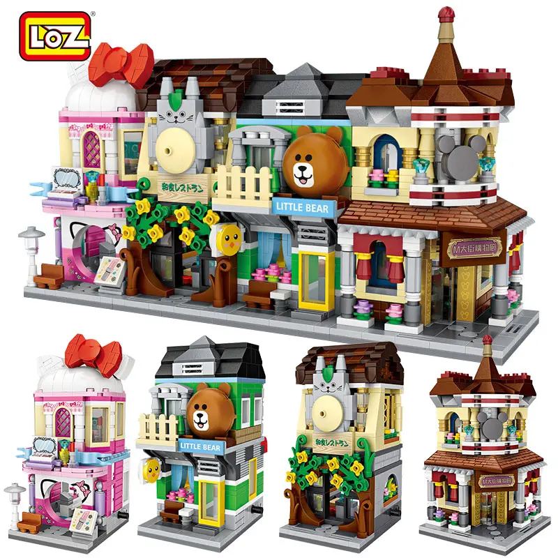 

City View Scene Cinema Retail Store Candy Shop Architectures Mini Blocks Models Building Blocks Christmas Toy for Children