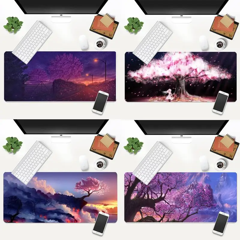 

Cherry Blossoms Laptop Gaming Mice Mousepad Animation XL Large Gamer Keyboard PC Desk Mat Takuo Tablet Mousepads