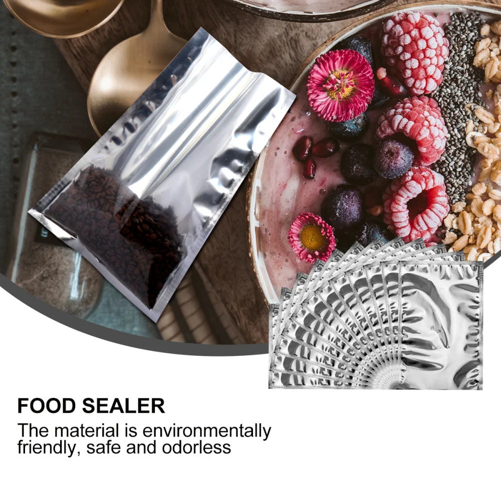 

100pcs Semitransparent Aluminum Foil Bags Practical Home Food Storage Pouches