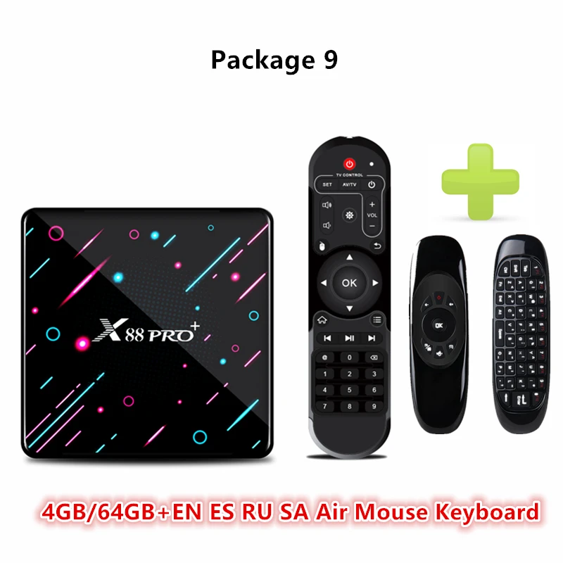 64G EN Air Mouse HAAYOT Android 9.0 Smart TV Box Rockchip Rk3368 8 core 4G 64G/128G Set Top Box Wifi Tvbox Gamer 4K IPTV Mediaplayer Box X88 Pro - Цвет: 64G EN Air Mouse