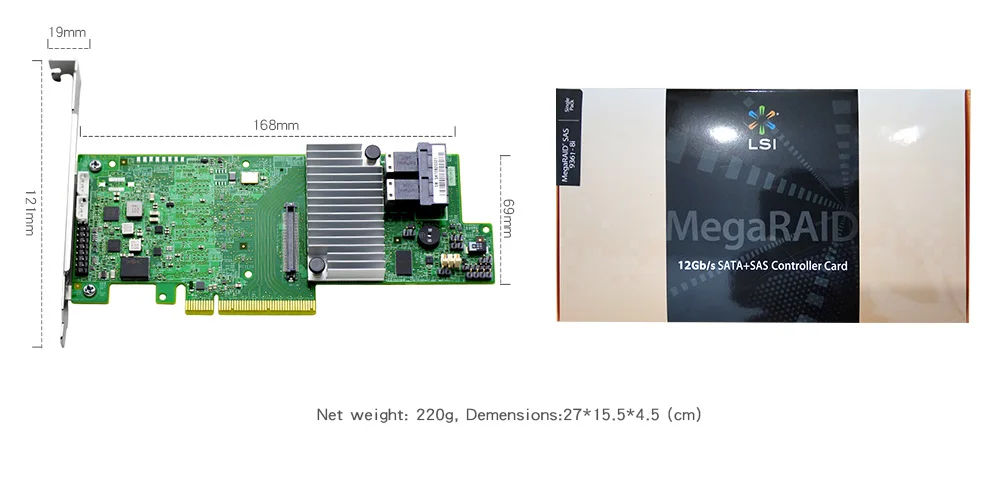 MegaRAID SAS 9361-8I Raid0(1 шт.); 5; 6; 10; 50; 60; 1G Кэш LSI00417 SFF8643* 2 PCIe3.0 x8 sasController