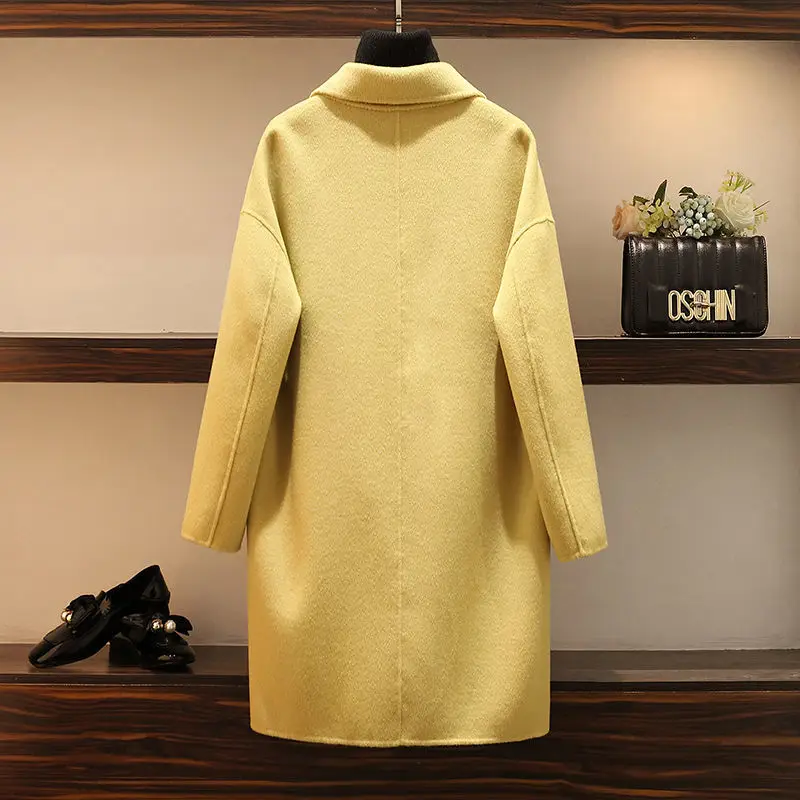 

Plus Size Women's Fall/winter New Style Fat Sister Cover Belly Slimming Fashion Age Reduction Mid-length Woolen Coat Women
