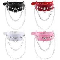gothic punk choker with spikes goth chain collar women pu leather chocker harajuku rock necklace jewelry festival accessories