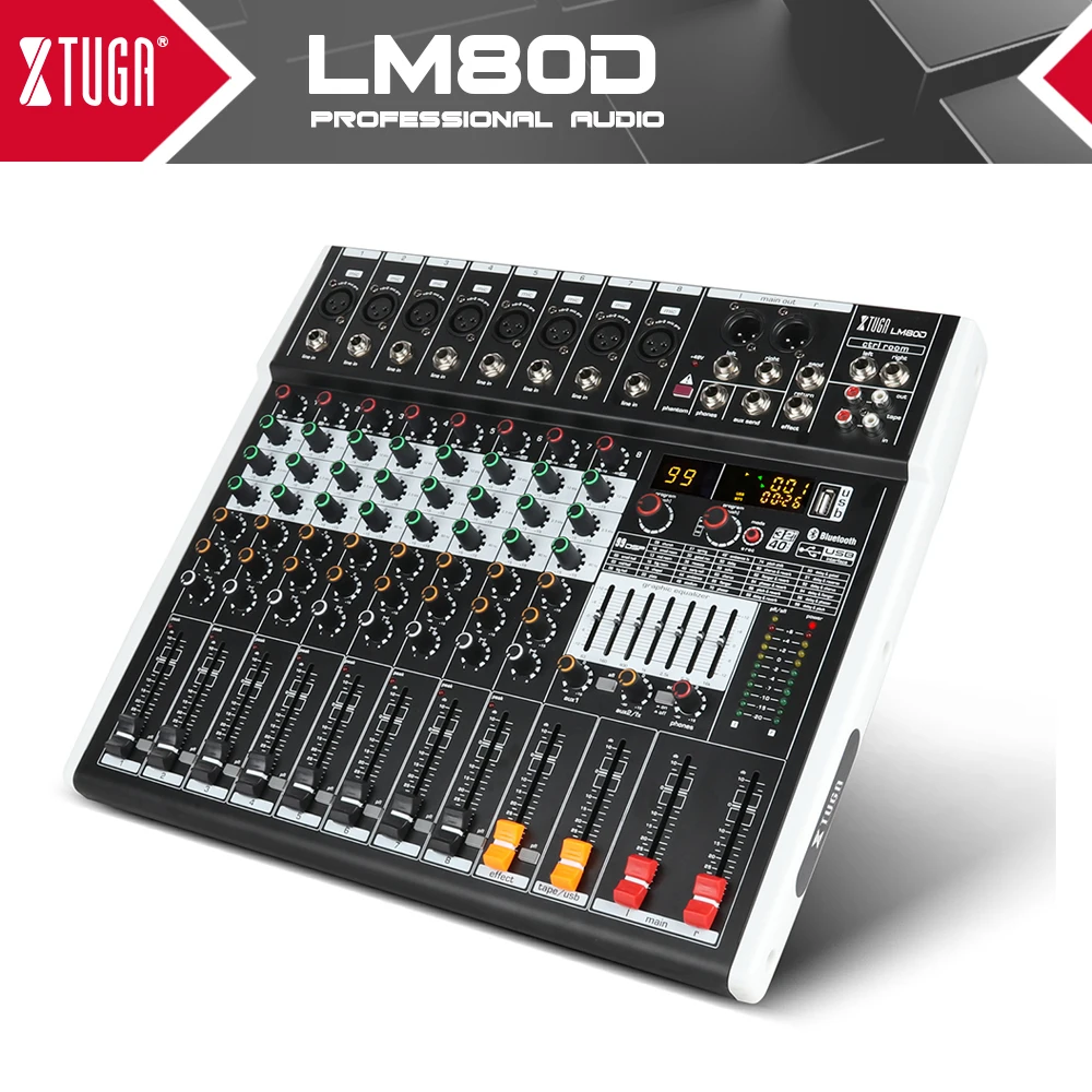 XTUGA 8 канальный DJ микшер USB сценический аудио встроенный 99 DSP цифровой эффект с