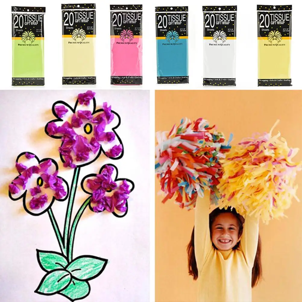 

20Pcs Kids DIY Crafts 50*66cm Tissue Paper Flowers Wedding Gift Wrapping Paper Copy Birthday Party