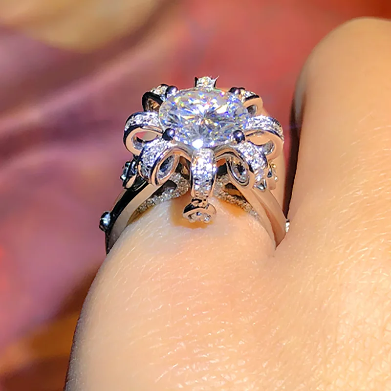 S925 Sterling Silver color Diamond Rings for Women Fine Anillos Mujer Jewellery Anillos De Bizuteria Wedding Gemstone Ring Girls