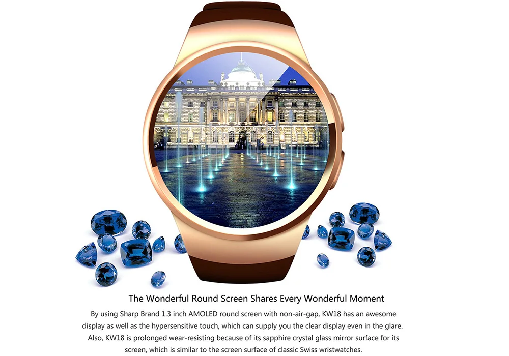 KW18 Bluetooth Смарт часы полный экран Поддержка SIM TF карты Smartwatch телефон сердечного ритма для apple huawei xiaomi Мужчины Женщины Спорт