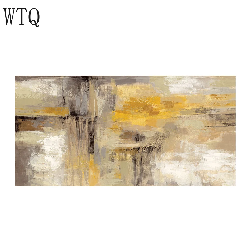 

Золотая абстрактная картина маслом на холсте, 90x190 см, скандинавские постеры и принты, Настенная картина для гостиной, украшение для дома