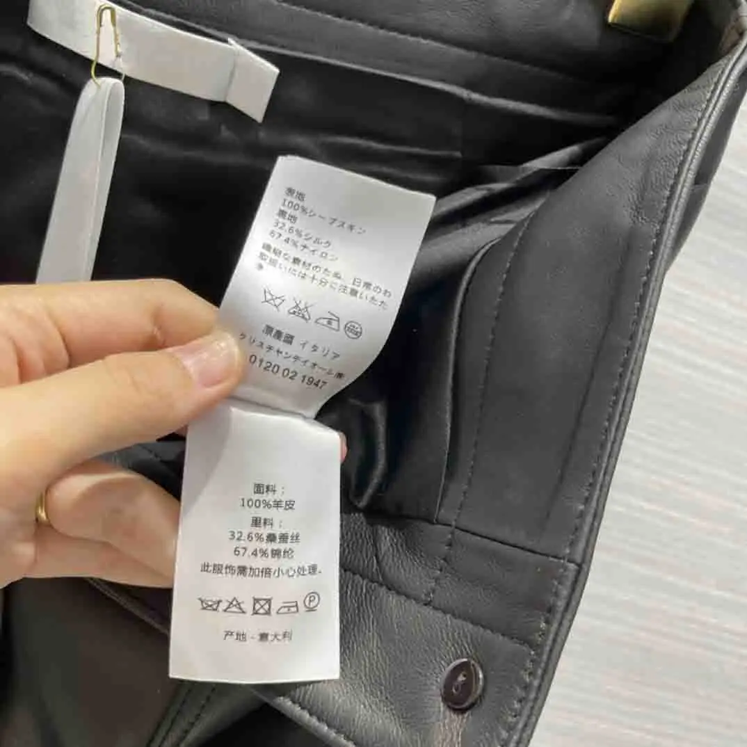 

Luxury 100% Sheepskin Skirts for Women Autumn 2021 Single Breasted Double Pocket Skirts High-end Brand Slim Black Leather Skirts