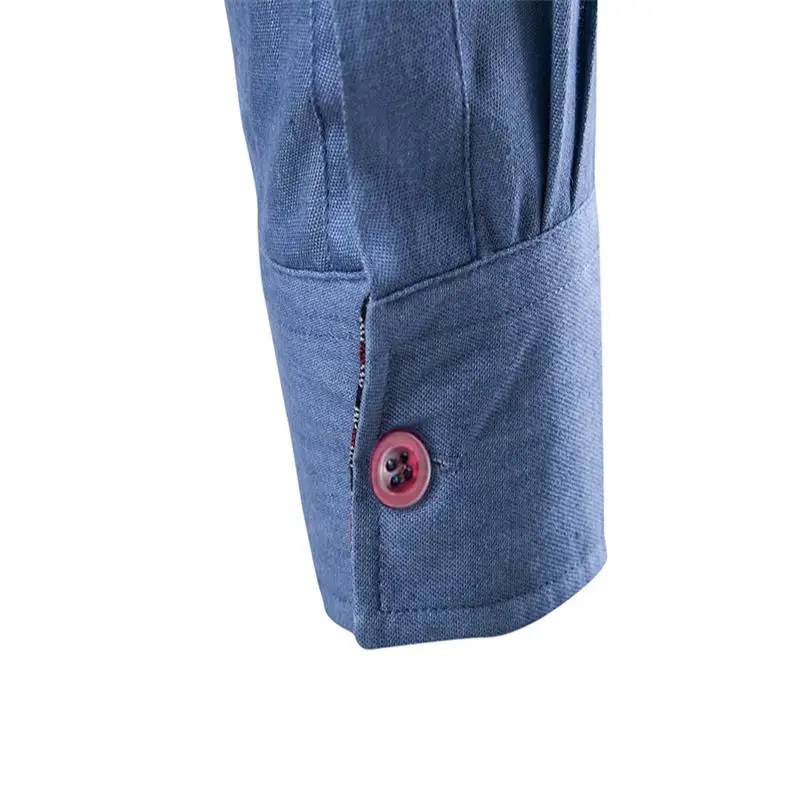 

2021 hot style men's casual shirt + pockets and cotton slim long-sleeved shirt denim shirt men