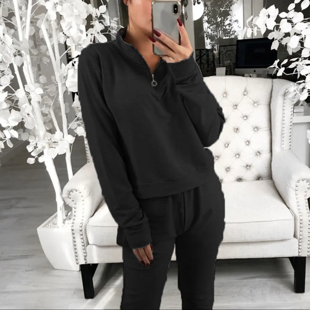 Женский пуловер с длинным рукавом толстовка + штаны спортивный костюм для йоги