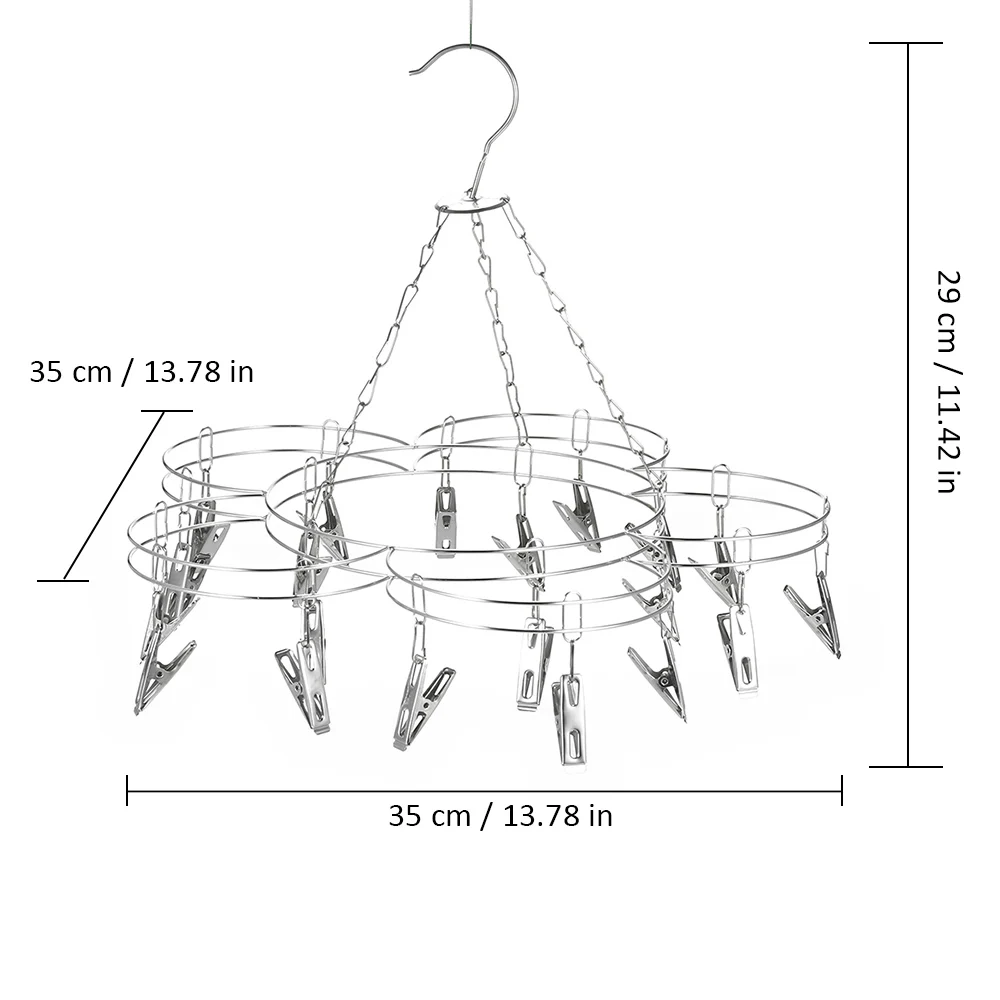 

Clothes Hanger 20 Clips Stainless Steel Clothespins Clothes Drying Rack Clothes Hanger for Hanging Socks Clothes Underwear