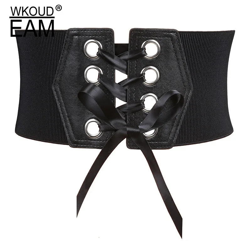 WKOUD EAM 2020 Новый однотонный эластичный пояс с металлической пряжкой Женский