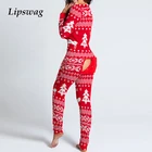Модный Рождественский комбинезон с животным принтом, женский элегантный повседневный комбинезон с длинным рукавом и пуговицами, сексуальные ажурные Комбинезоны, пижама