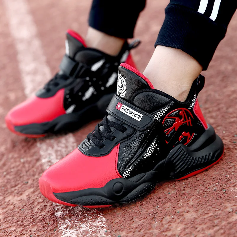 Баскетбольная обувь для мальчиков детская Jordan кожаные кроссовки с высоким