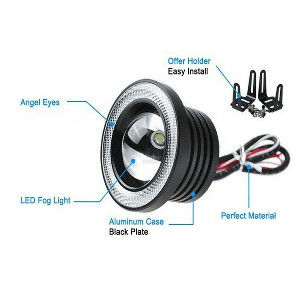 

2Pcs Car Angel Eyes 3inch COB LED Driving Fog Lens Projector Practical