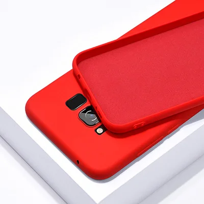 Red Мягкий жидкий силиконовый чехол для samsung Galaxy S8 S9 S10 Plus S10E TPU силиконовая задняя крышка для samsung Note 8 9 10 J4 J6 J8 - Цвет: Red