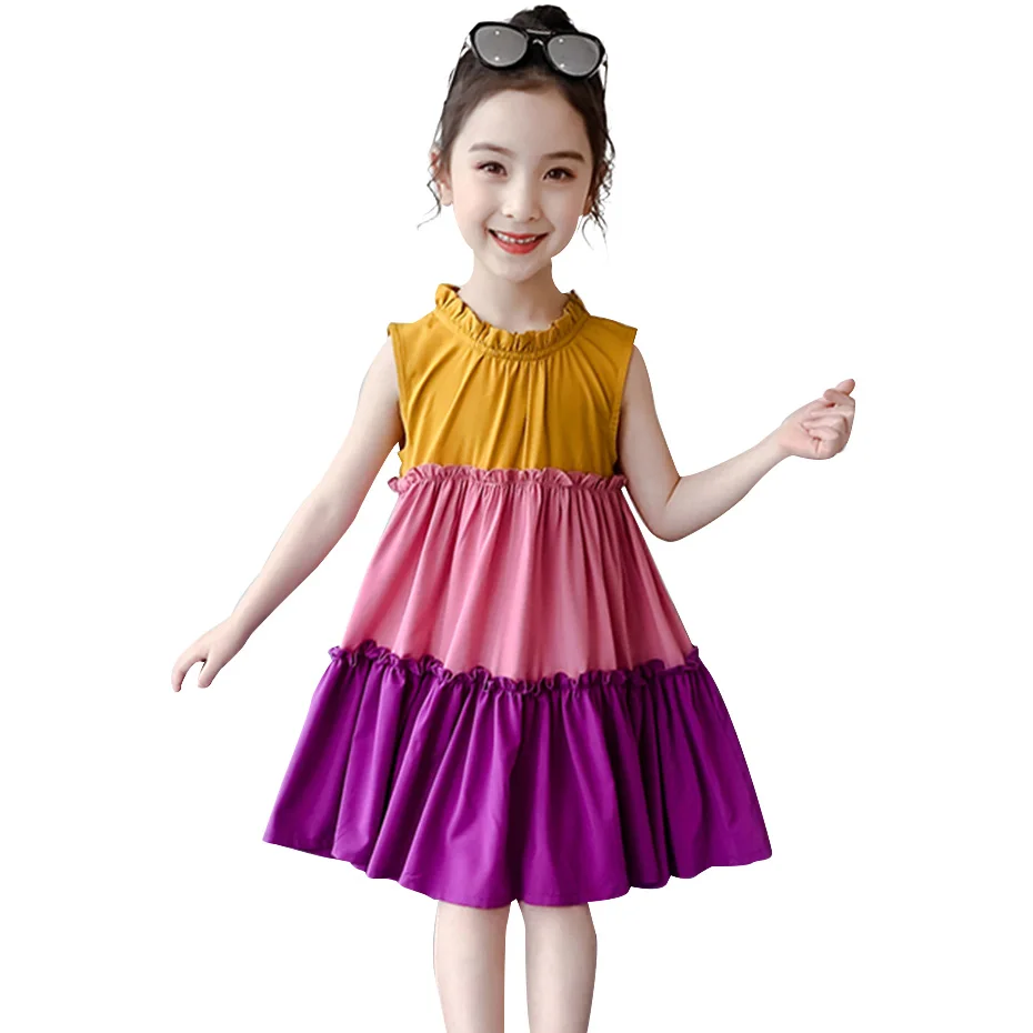 Летние платья для девочек вечернее платье в стиле пэчворк детские с оборками