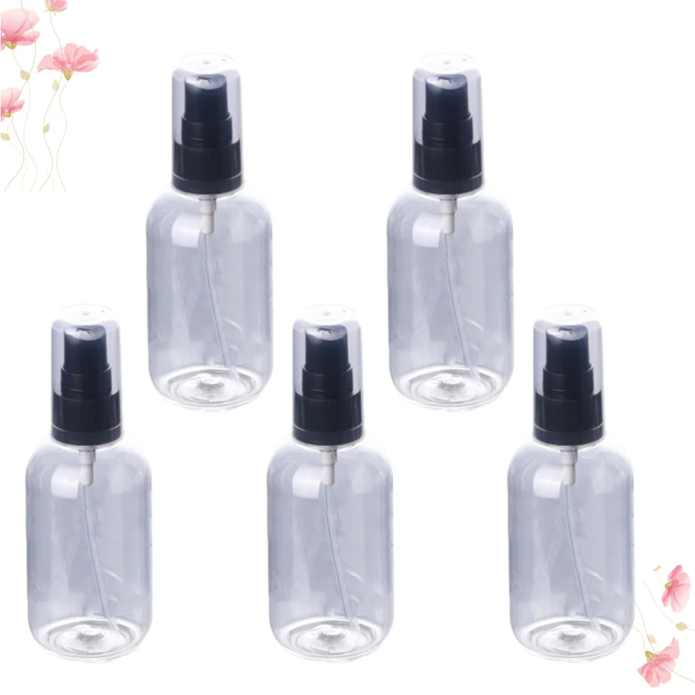 

5 Pcs 80ml Dispense Spray Bottle Small Makeup Water Container Black Pump Empty Sprayer for Indoor Outdoor (Transparent)