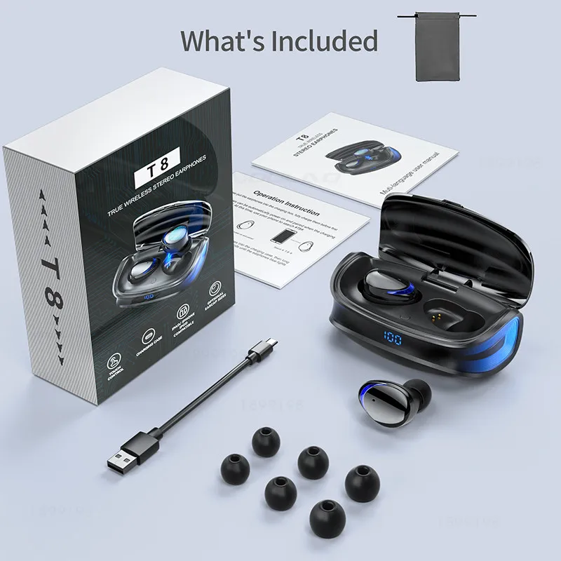 

TWS беспроводные наушники Type-c с зарядным чехлом, Bluetooth 5,0 наушники, HD стерео, спортивные водонепроницаемые наушники-вкладыши, гарнитура с микр...