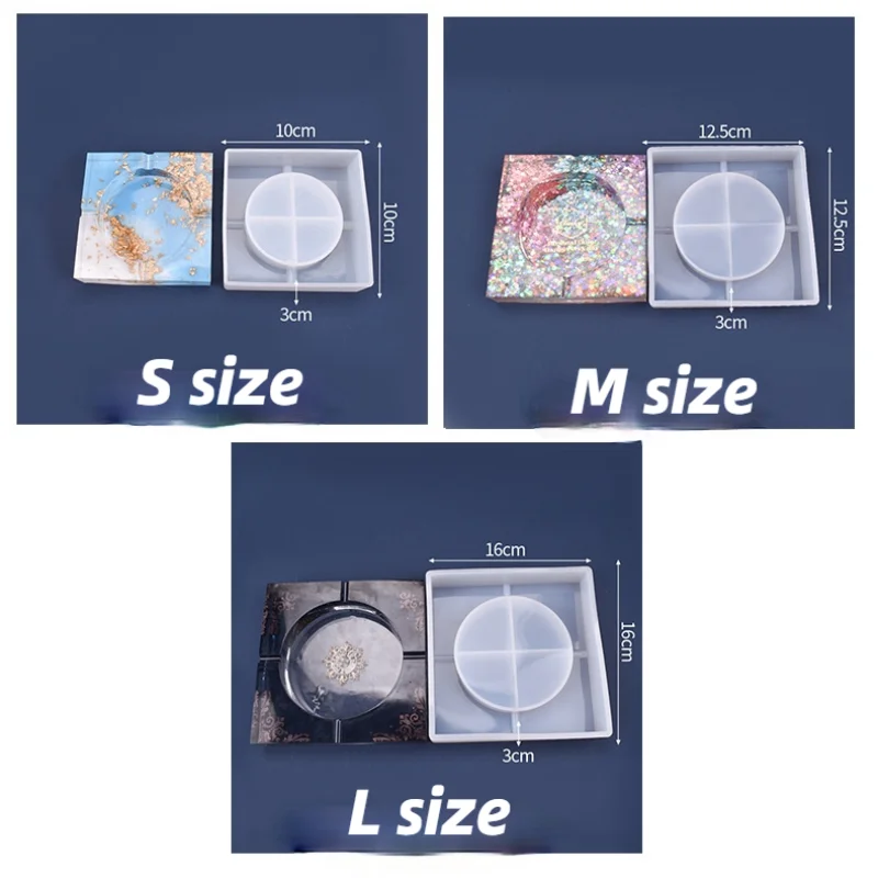 

Silicone Mold Ashtray Resin Mold Heart Square Mold For DIY Resin UV Crystal Epoxy Crafts Crystal Ashtray Home Decoration