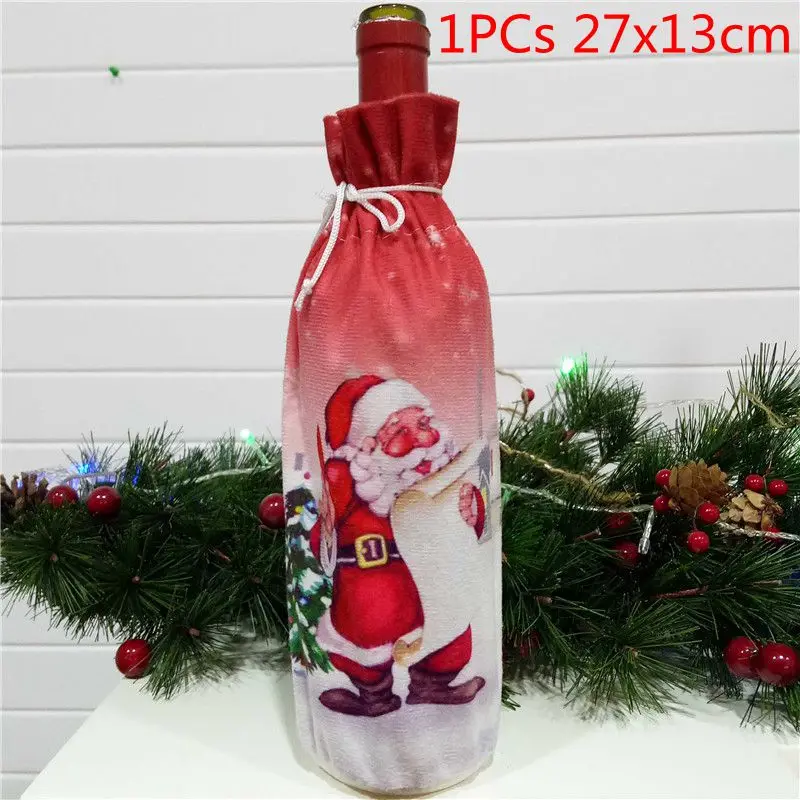 a 1PC Рождественская Крышка для бутылки вина рождественские украшения для дома Санта-Клаус Снеговик Navidad рождественские вечерние настольные Декорации для вечеринок - Цвет: a 1PC