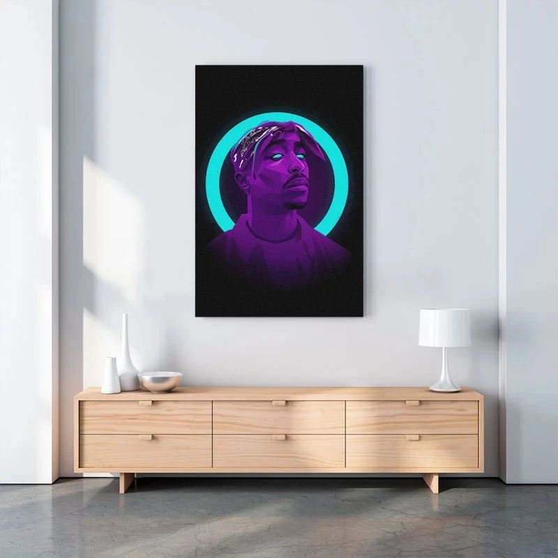 

Wall Art HD Prints Home 2pac Neon Cool Design Decor Rapper Man Poster Pictures Canvas Paintings For Living Room Frame Artwork