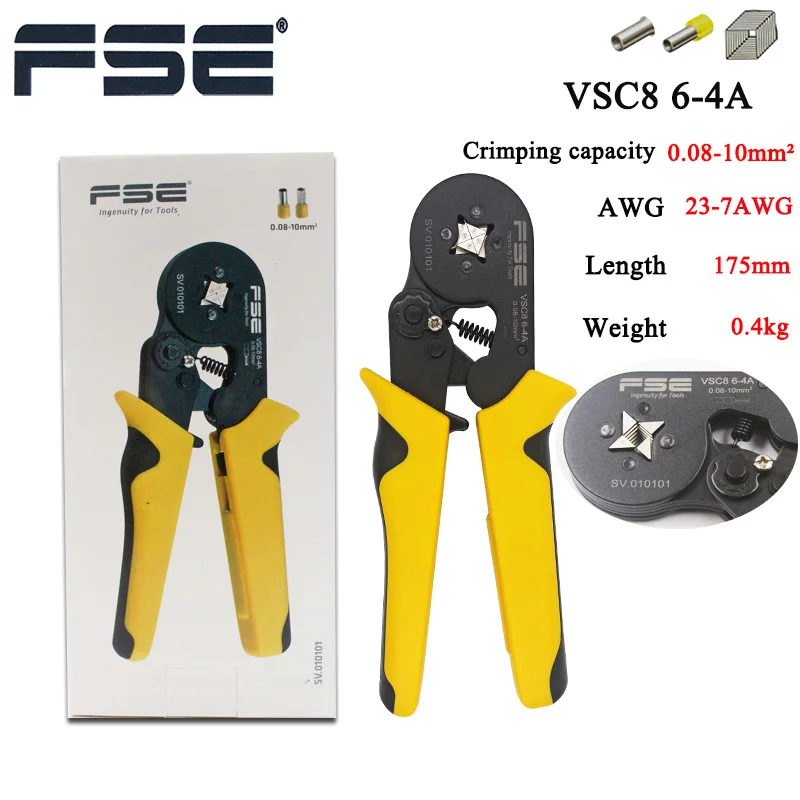 VSC8 6-4A VSC9(hsc8) 10-6A 0,08-10mm2 26-7AWG 6-6 6-6A precisa Регулируемая квадратная трубка кружева алюминиевый сплав обжимной herramientas de mano - Цвет: VSC8 6-4A