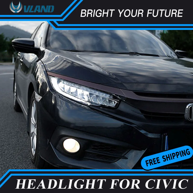 Автомобильные фары в сборе для Honda Civic 10th светодиодный фонарь 2016 2017 2018 фара